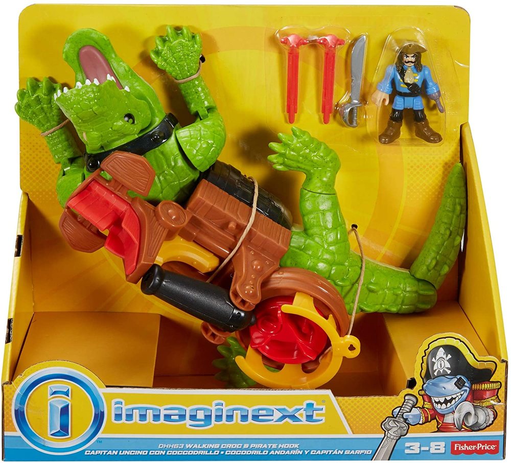 Fisher Price Imaginext WALKING CROC AND PIRATE  HOOK  16 INCH CROC 