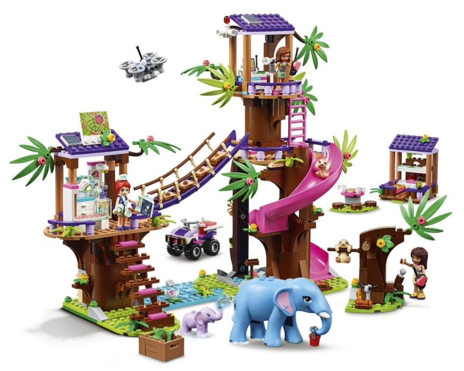 Jungle Rescue Base Slide Amusement Park Building Blocks and Action Figure Model