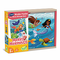 Merry Mermaids 4 Pack Wood Puzzle