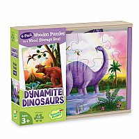 Dynamite Dinosaurs 4 Pack Wood Puzzles