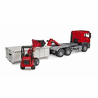 MAN TGS truck with roll-off container and Schäffer yard loader