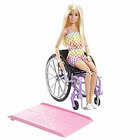 Barbie® Fashionistas™ Doll #194 With Wheelchair & Ramp, Blond Hair, Rainbow Dress & Accessories
